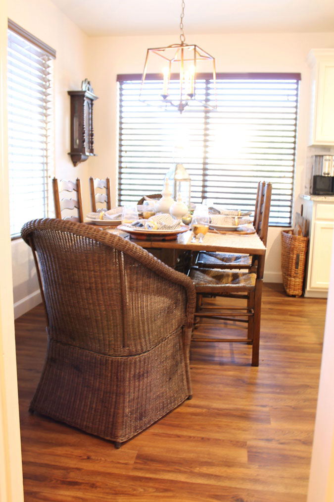 Breakfast area in kitchen showing New Wicker Chair