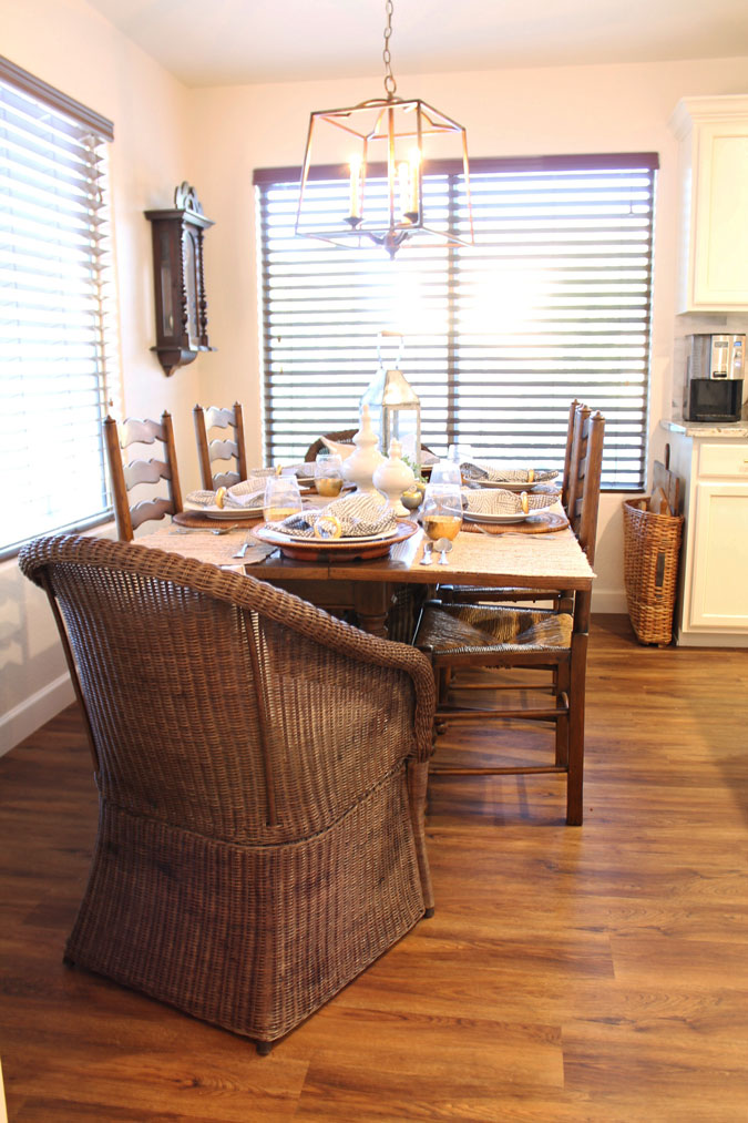Adding New Wicker Chairs to Farmhouse Table