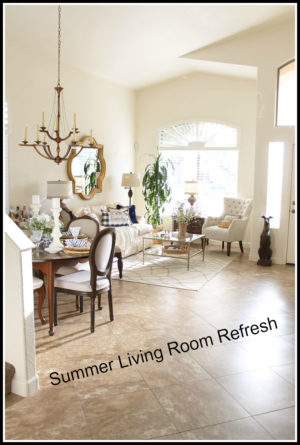 Blue & White Summer Living Room