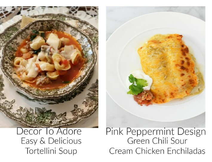 image of tortellini soup and chicken enchiladas