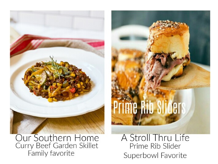 images of beef skillet and prime rib sliders